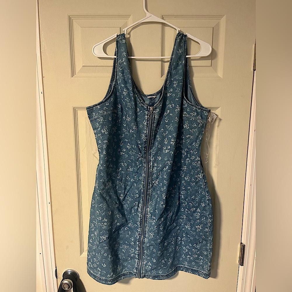 Front Zip-Up Denim Dress